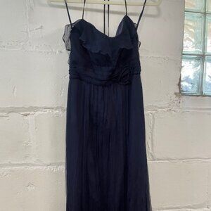 Navy sheer dress - strapless or tied around the neck - Size 8